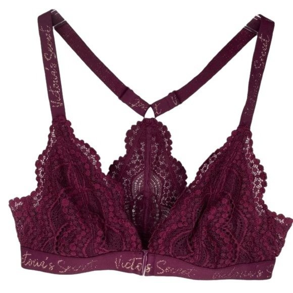 Victoria's Secret Other - Victoria's Secret T-back Maroon Lace Bralette Size Small